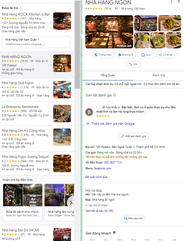 Dịch vụ chăm sóc địa điểm Map cho nhà hàng