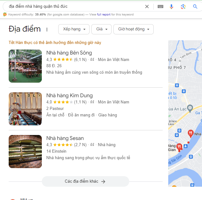 Dịch vụ review Map nhà hàng