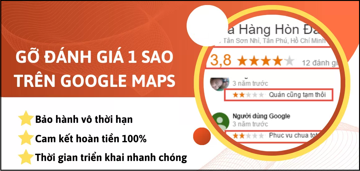 gỡ đánh giá 1 sao trên google map