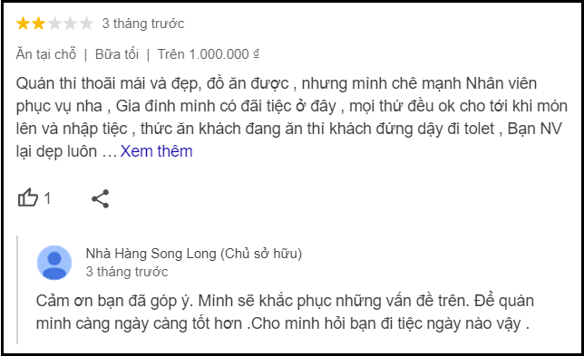 xin đánh giá lại google map