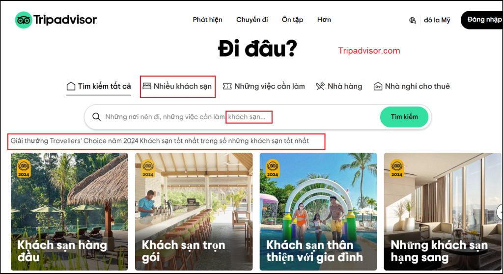 địa điểm khách sạn trên TripAdvisor