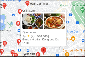 địa điểm quán cơm trên Google map