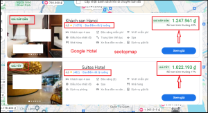 Tính năng so sánh giá của khách sạn trên Google Map