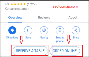 thêm 2 tính năng đặt bàn trước và order trên địa điểm nhà hàng