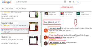 tóm tắt đánh giá 5 sao địa điểm kinh doanh trên Maps