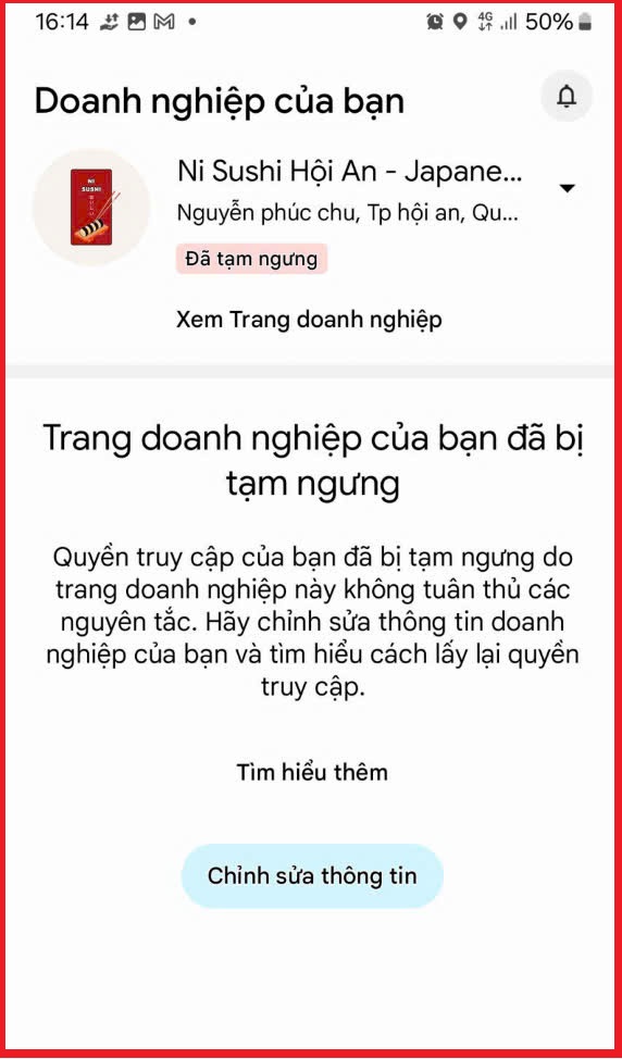 GOOGLE MAP BỊ TẠM NGƯNG
