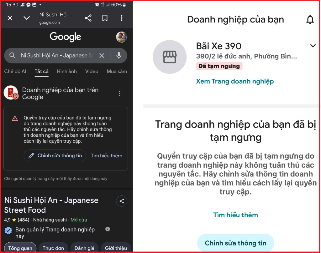GOOGLE MAP BỊ TẠM NGƯNG