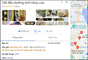 địa điểm tiệm gội đầu dưỡng sinh trên Google map