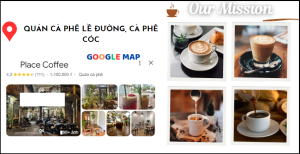 quảng cáo marketing quán cà phê lề đường trên google map