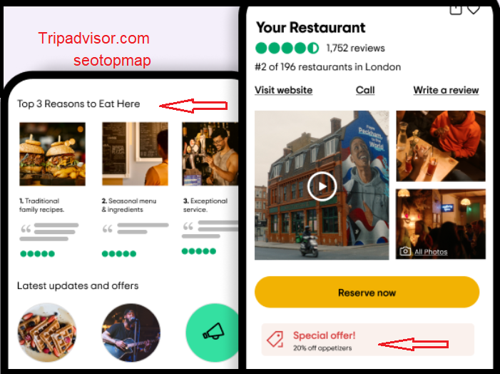 tận dụng tính năng của TripAdvisor dành cho nhà hàng