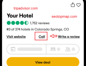 thêm số điện thoại và trang web để khách đặt phòng trực tiếp