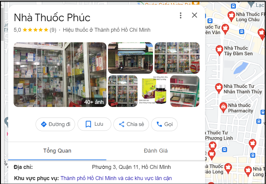 xây dựng địa điểm nhà thuốc trên Google map