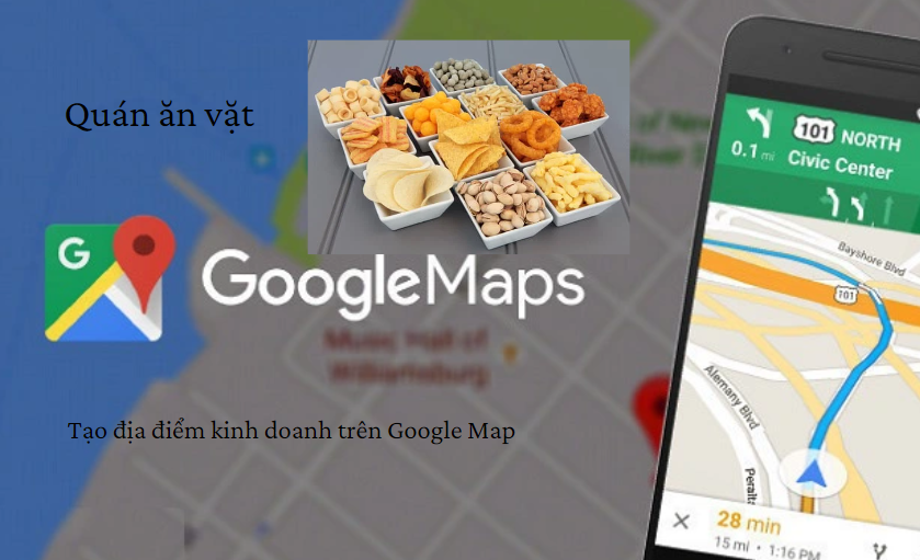 địa điểm kinh doanh quán ăn vặt trên Google map