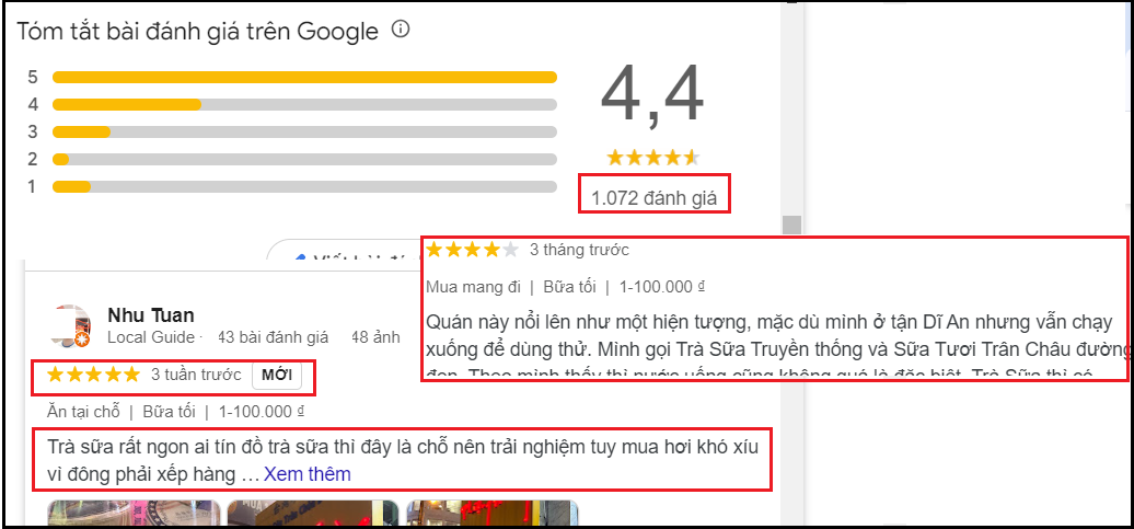 tăng đánh giá 5 sao bình luận tốt trên google map