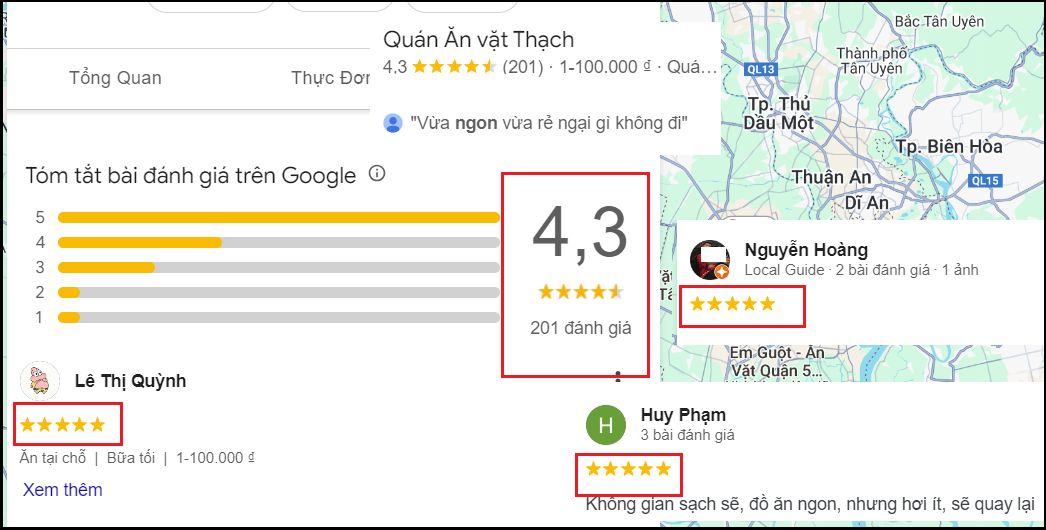 tăng lượt đánh giá 5 sao cho quán ăn vặth