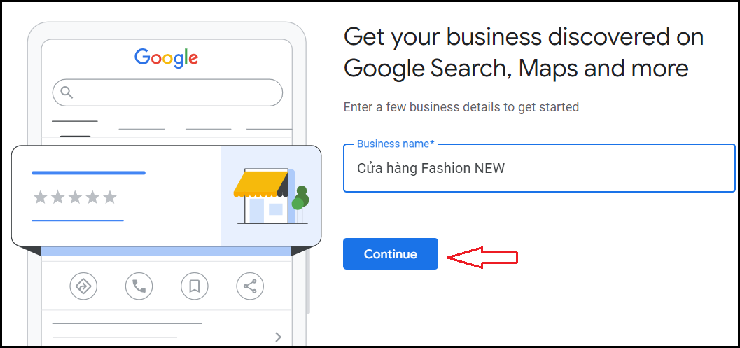 tạo địa điểm cửa hàng thời trang trên Google map