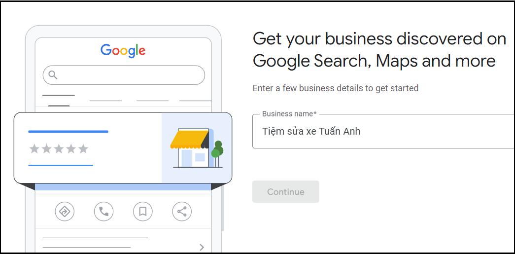 tạo địa điểm tiệm sửa xe trên Google map