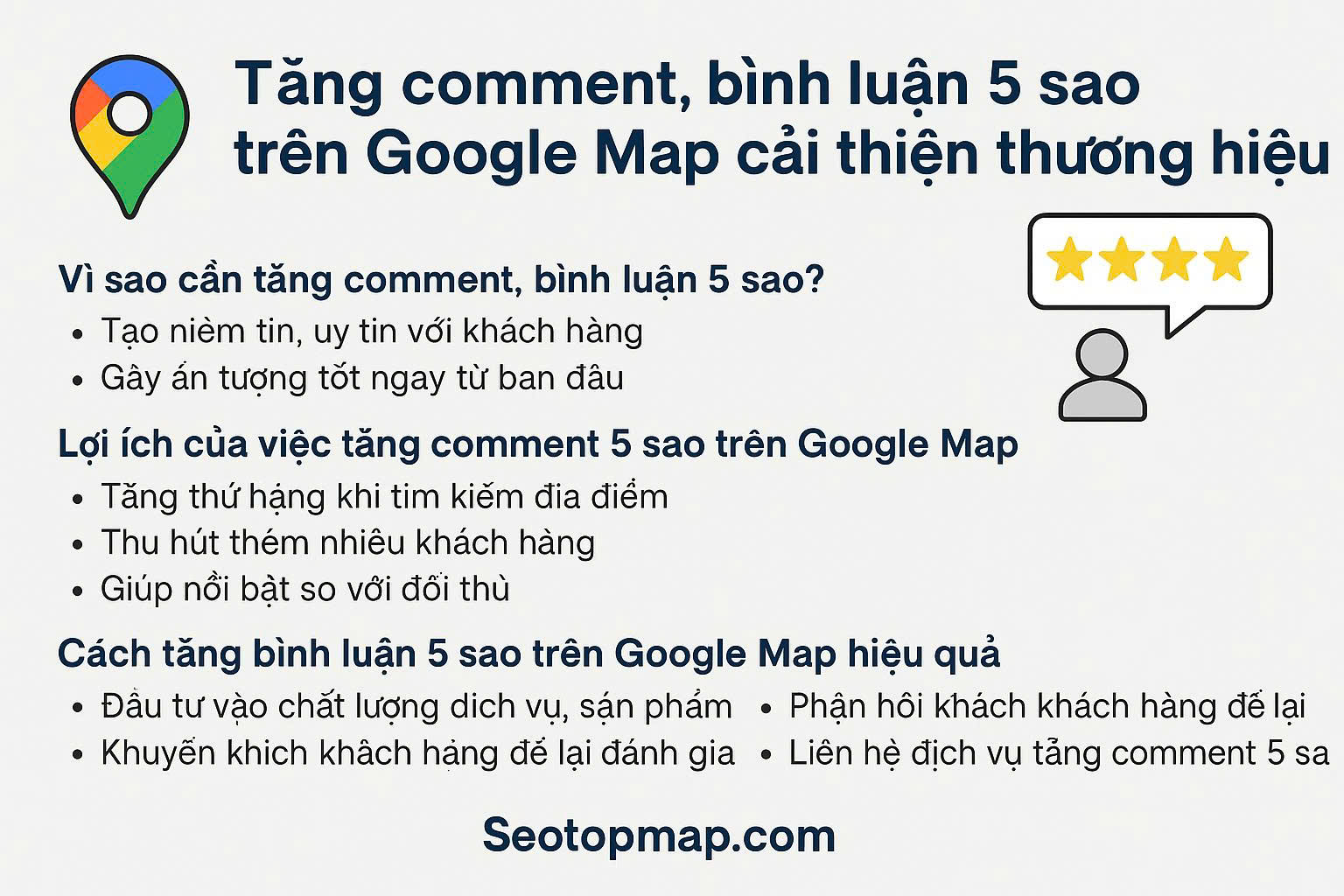 Tăng comment bình luận 5 sao trên Google Map cải thiện thương hiệu