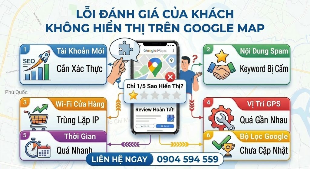 Lỗi đánh giá của khách không hiển thị trên google map