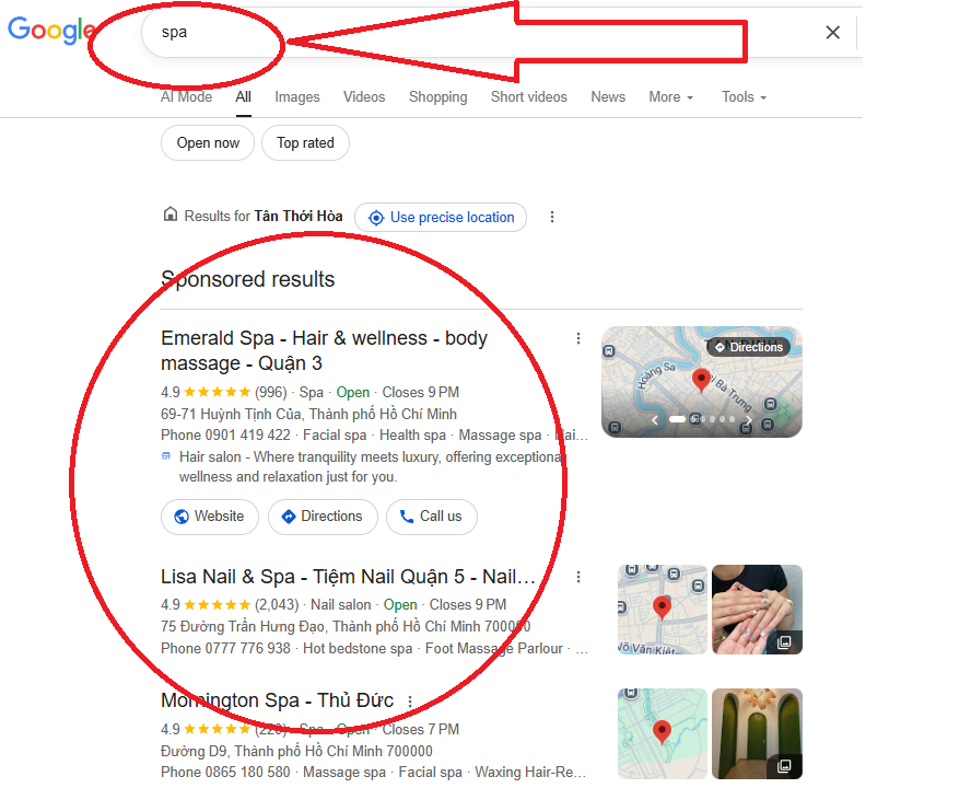 TỪ KHÓA TÌM KIẾM GOOGLE MAP