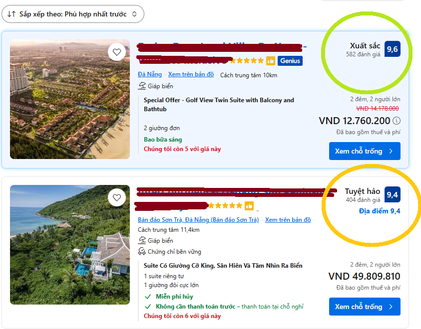 Top tìm kiếm trên booking