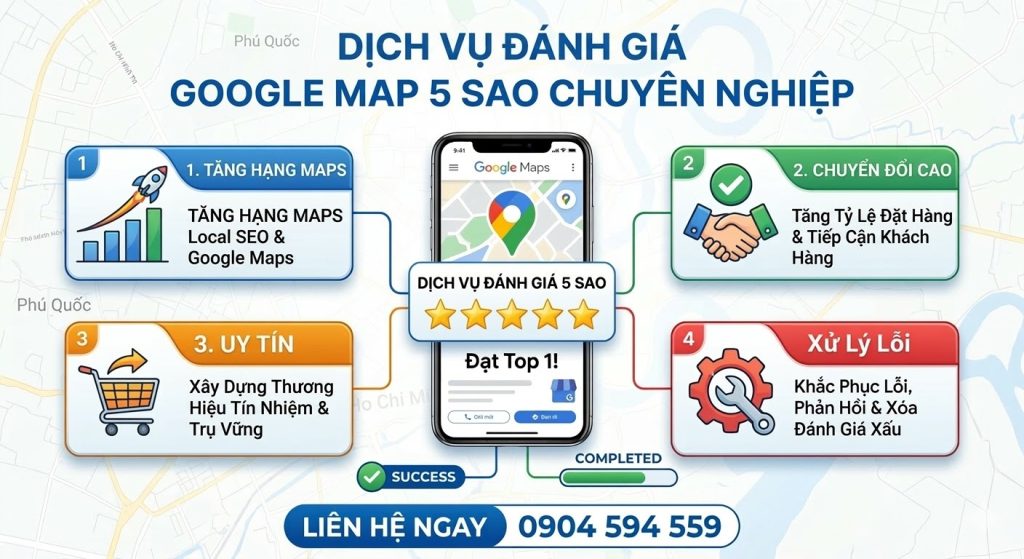 dịch vụ đánh giá google map 5 sao chuyên nghiệp