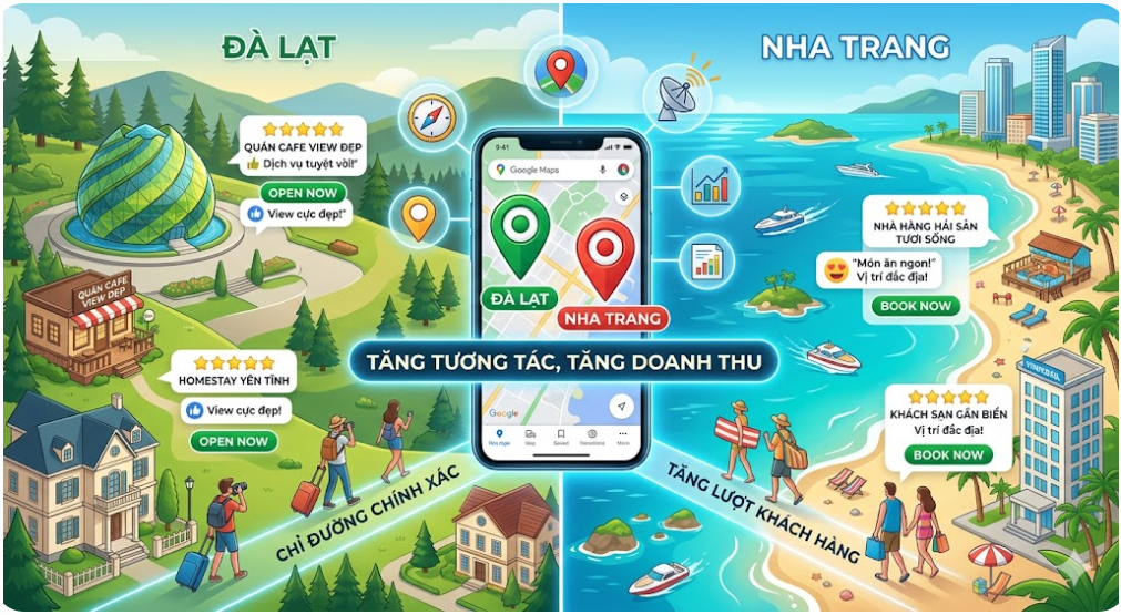 GOOGLE MAP TẠI ĐÀ LẠT VÀ NHA TRANG