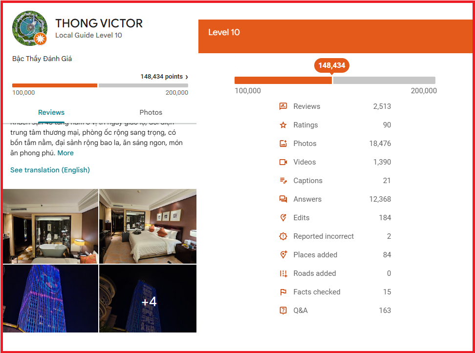 TÀI KHOẢN LOCAL GUIDE CẤP 10