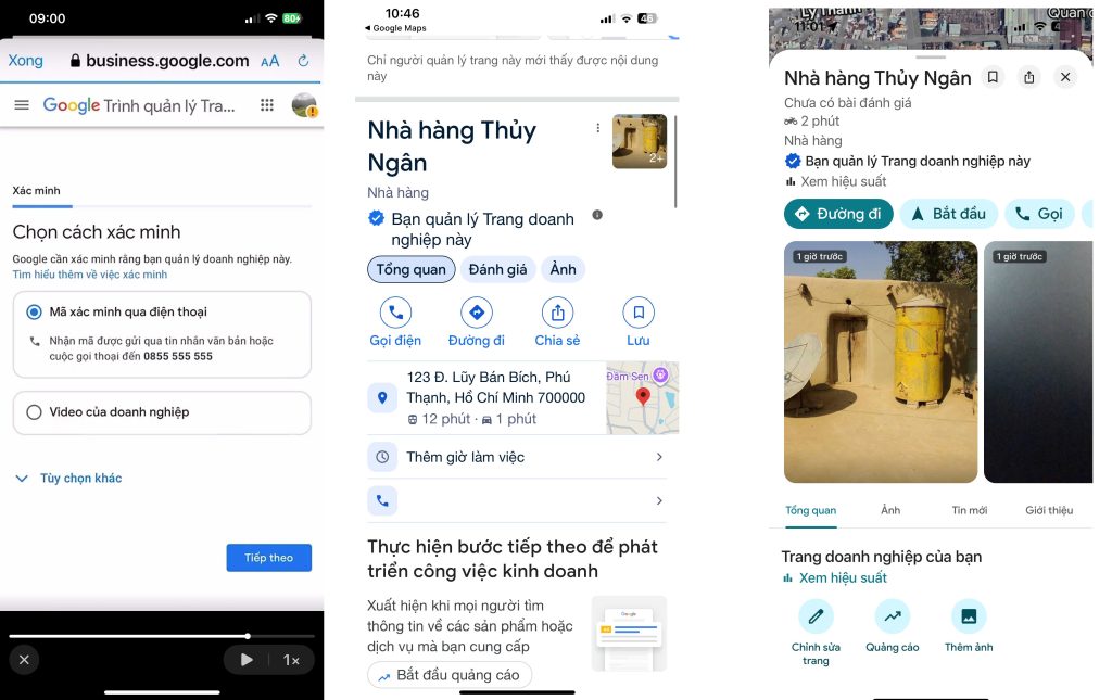 XÁC MINH GOOGLE MAP