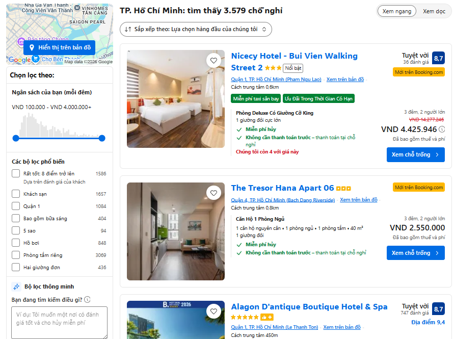 sale phòng trên booking