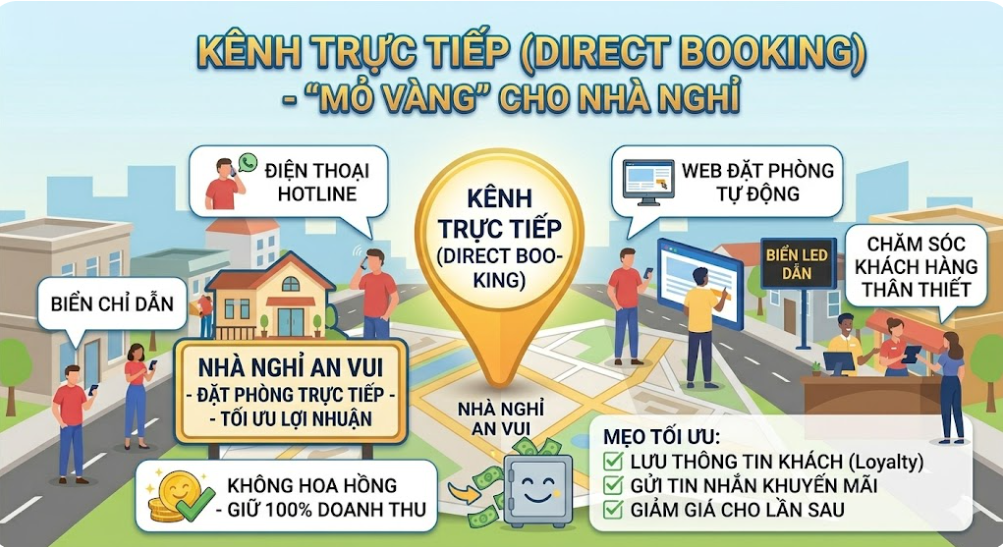 CÁC KÊNH TRỰC TIẾP BÁN PHÒNG NHÀ NGHỈ
