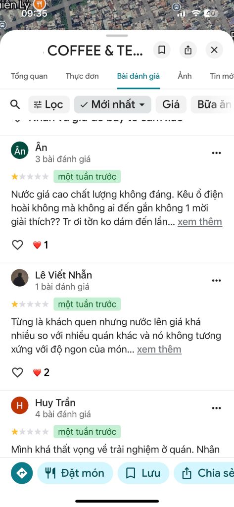 Chọn đánh giá cần xóa