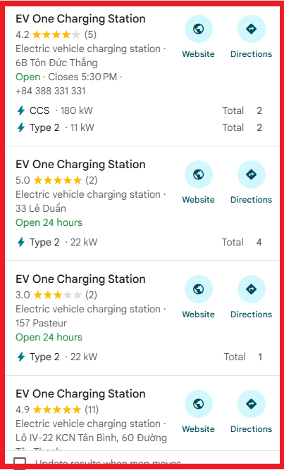 GHIM TRẠM SẠC EV ONE LÊN GOOGLE MAP