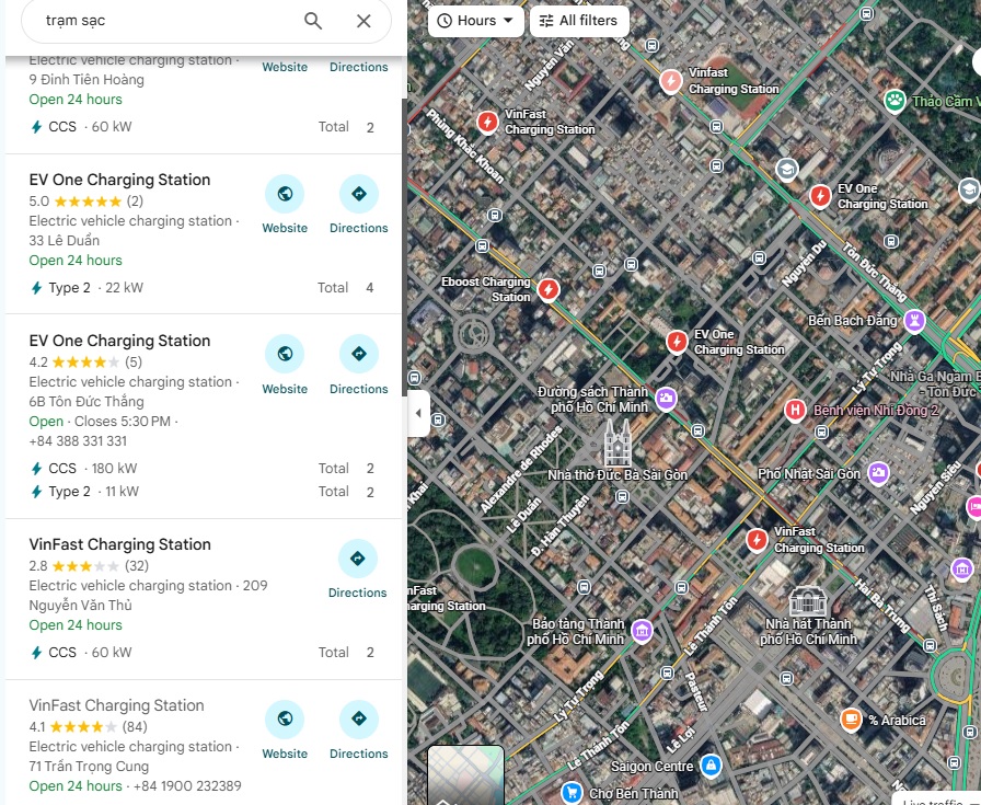 GHIM TRẠM SẠC XE ĐIỆN LÊN GOOGLE MAP
