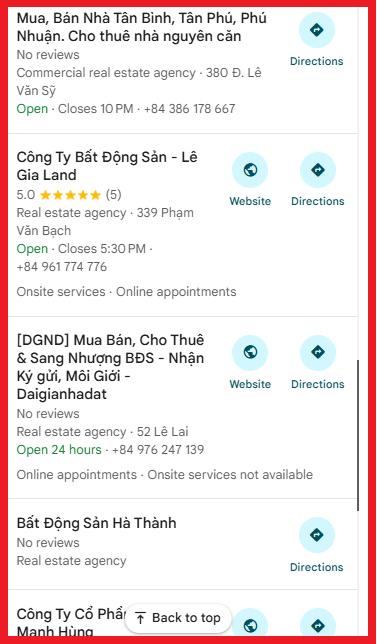 GOOGLE MAP BẤT ĐỘNG SẢN