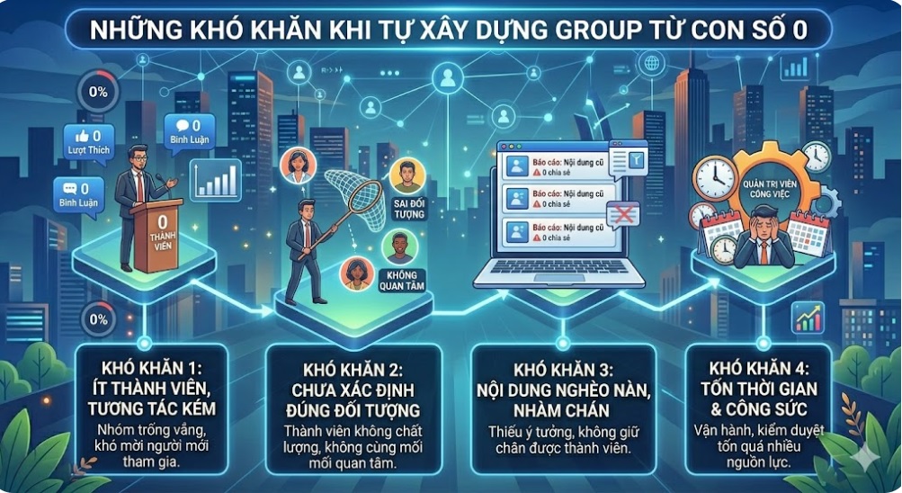 NHỮNG KHÓ KHĂN KHI TỰ XÂY DỰNG NHÓM FACEBOOK