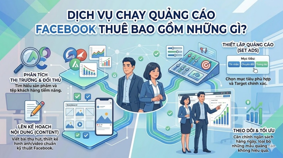 THUÊ CHẠY QUẢNG CÁO FACEBOOK GỒM NHỮNG GÌ