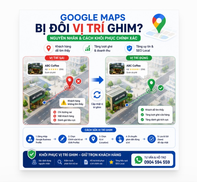 Google map thay đổi vị trí ghim