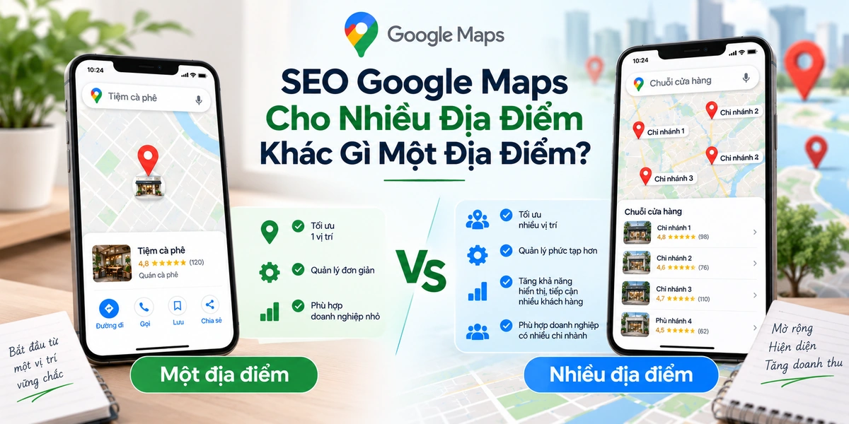 SEO GOOGLE MAPS CHO NHIỀU ĐỊA ĐIỂM KHÁC GÌ MỘT ĐỊA ĐIỂM?
