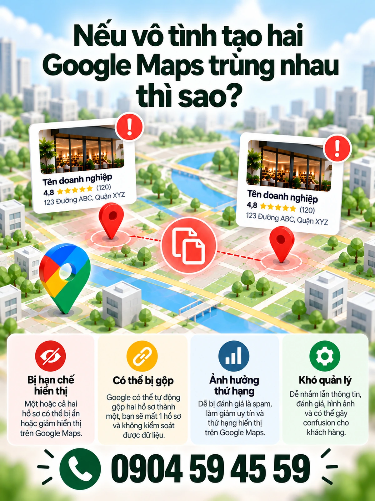 Nếu vô tình tạo hai Google Maps trùng nhau thì sao?