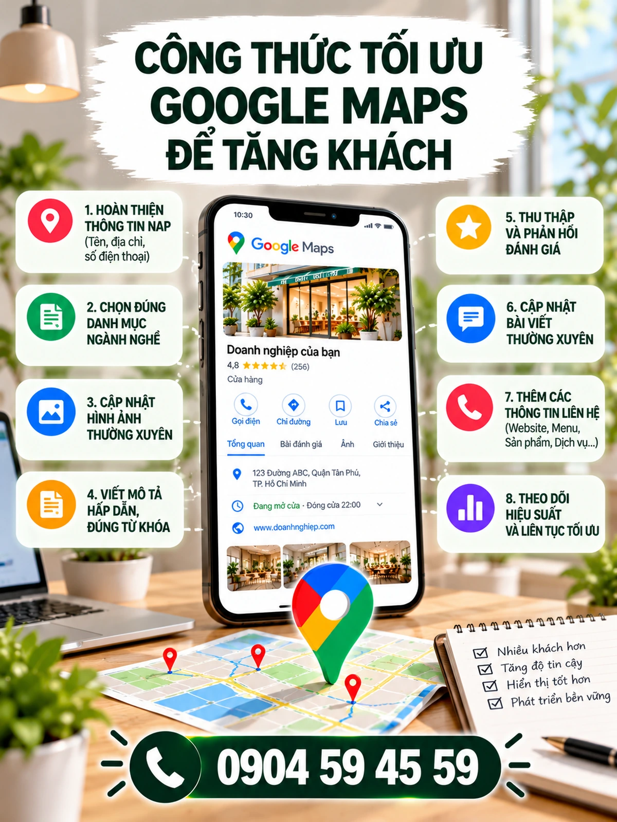 Công thức tối ưu Google Maps để tăng khách