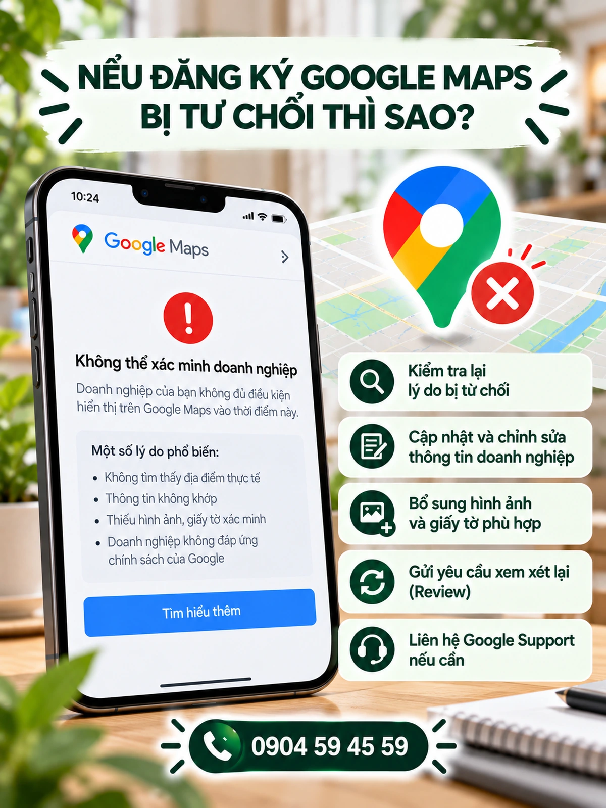 Nếu đăng ký Google Maps bị từ chối thì sao?