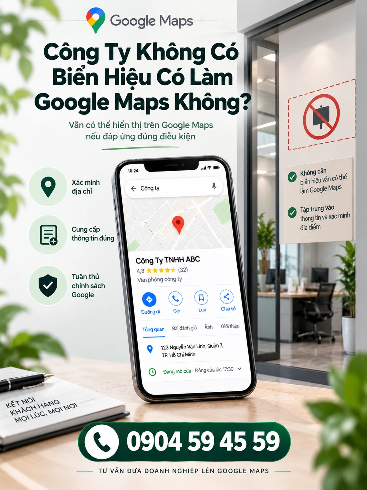 Công ty không có biển hiệu có làm Google Maps không?