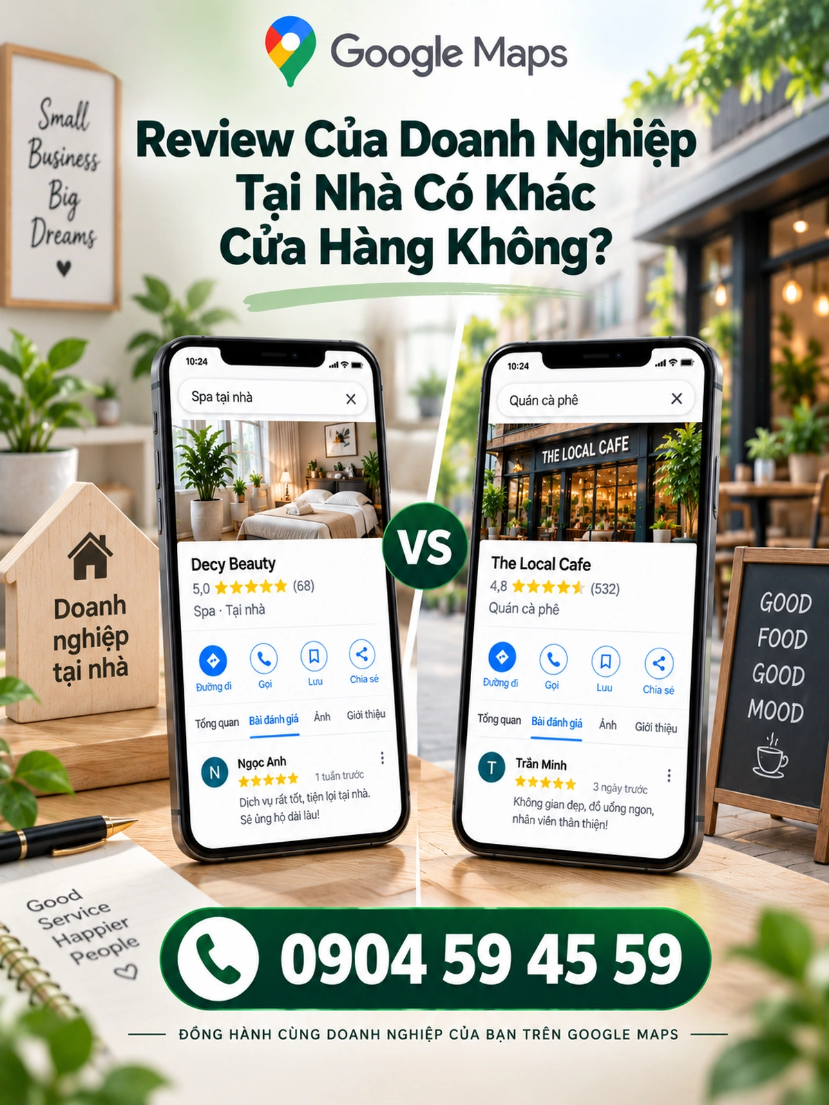 Review của doanh nghiệp tại nhà có khác cửa hàng không?
