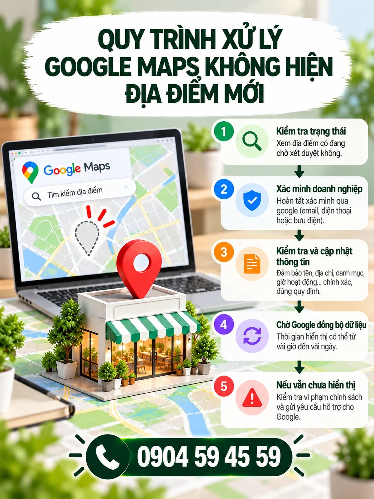 Quy trình xử lý Google Maps không hiện địa điểm mới
