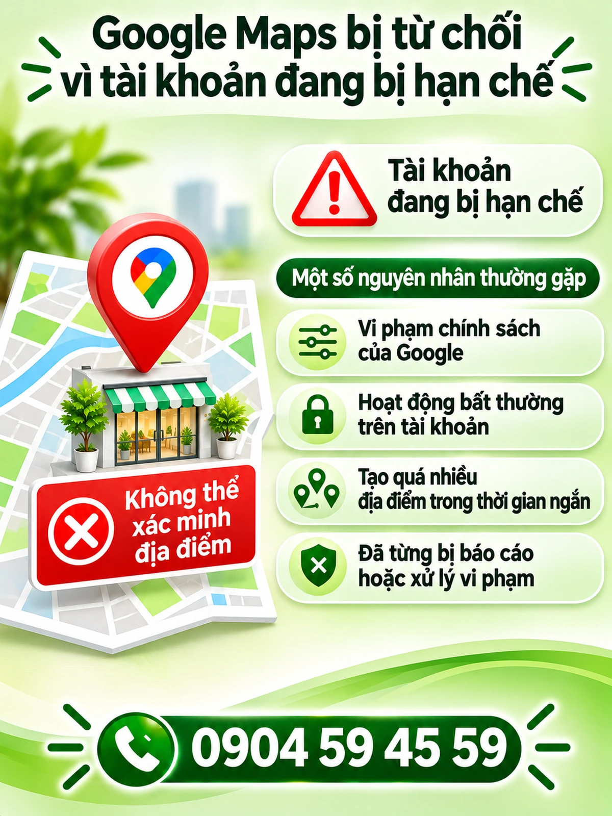 Google Maps bị từ chối vì tài khoản đang bị hạn chế