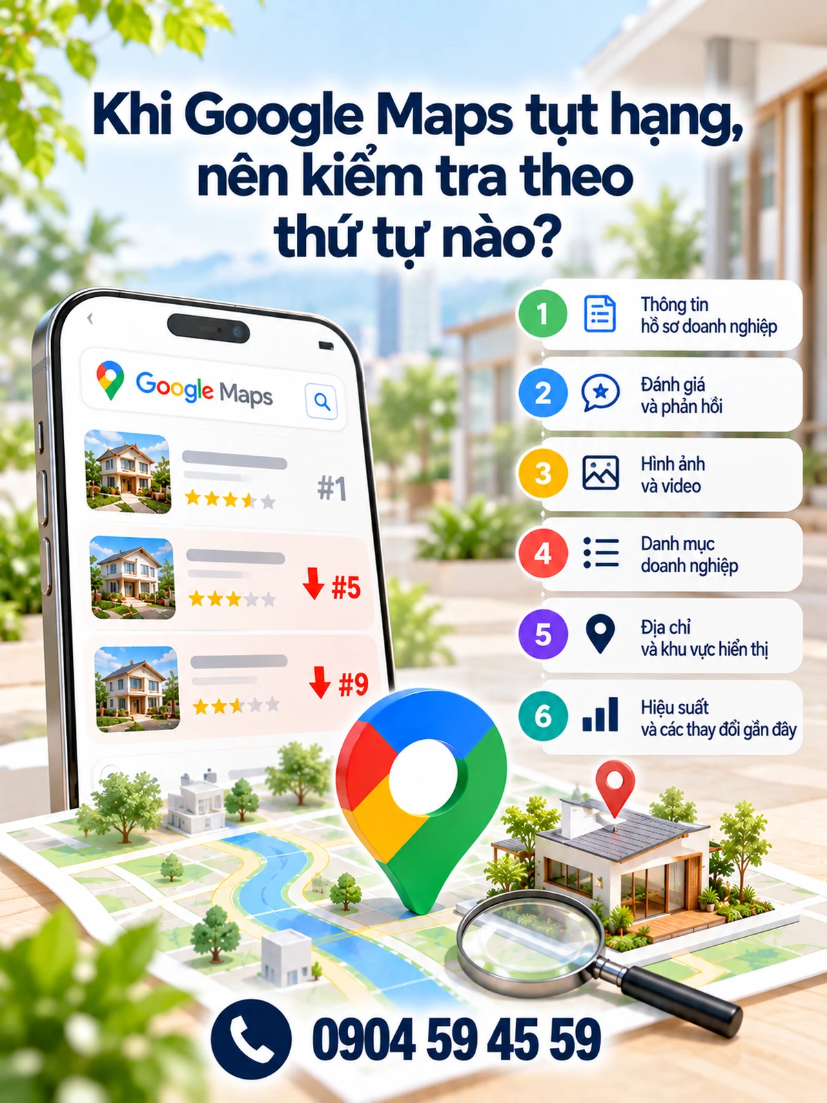 Khi Google Maps tụt hạng, nên kiểm tra theo thứ tự nào?