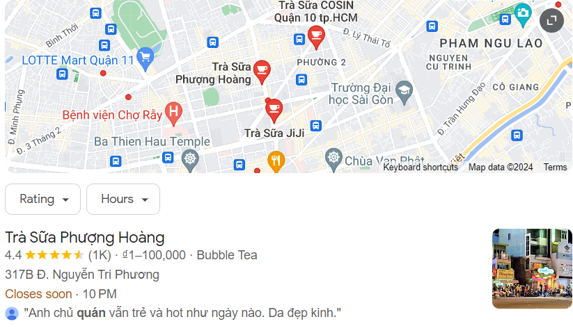 Đánh giá review quán trà sữa trên Google Map