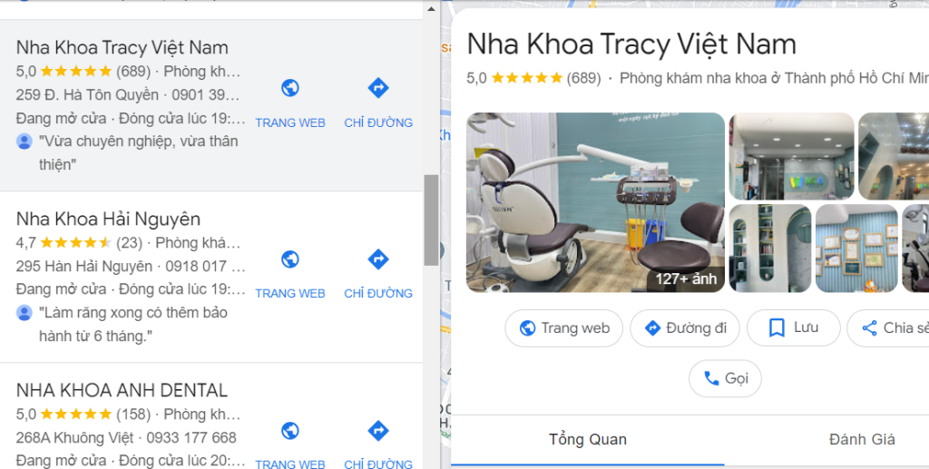 Địa điểm Google Map nha khoa