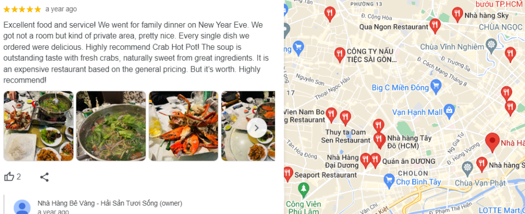 Review địa điểm trên Google Map ví dụ